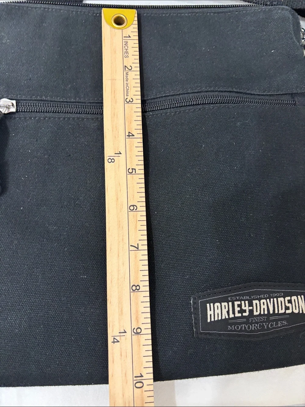 Harley-Davidson Black Canvas Messenger Crossbody Bag